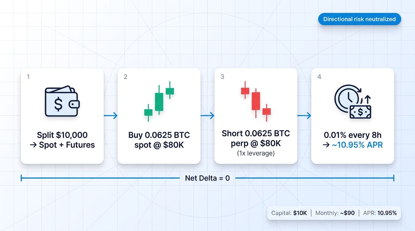Four-step funding rate harvesting workflow for delta-neutral positions
