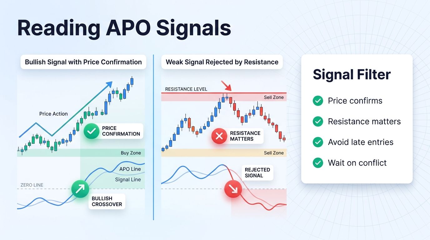 How to read bullish and bearish Absolute Price Oscillator signals