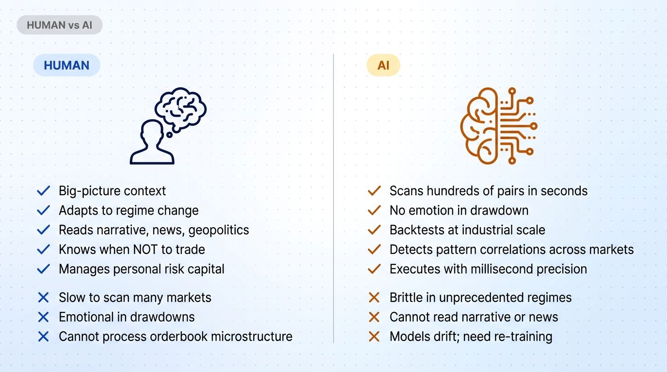 Human trader vs AI trader strengths and weaknesses comparison