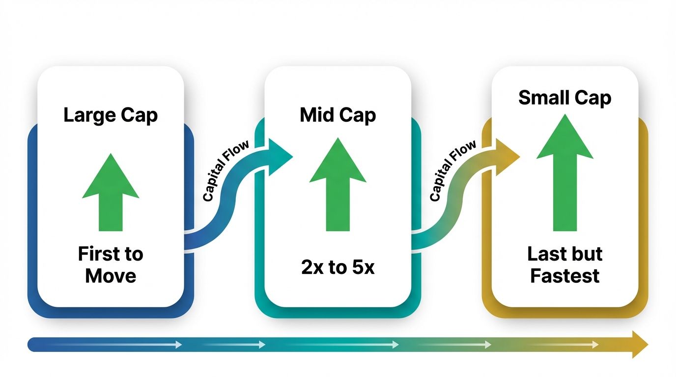 Altcoin season capital flow order from large cap to mid cap to small cap