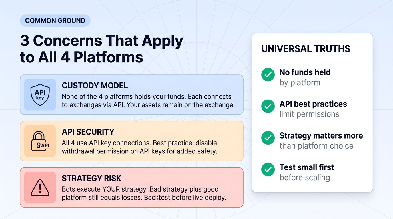 3 common concerns that apply to all 4 crypto trading bot platforms