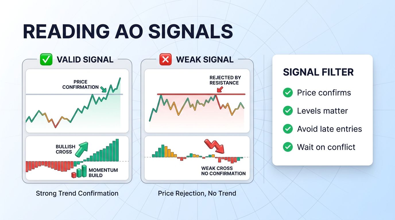 How to read bullish and bearish Awesome Oscillator signals