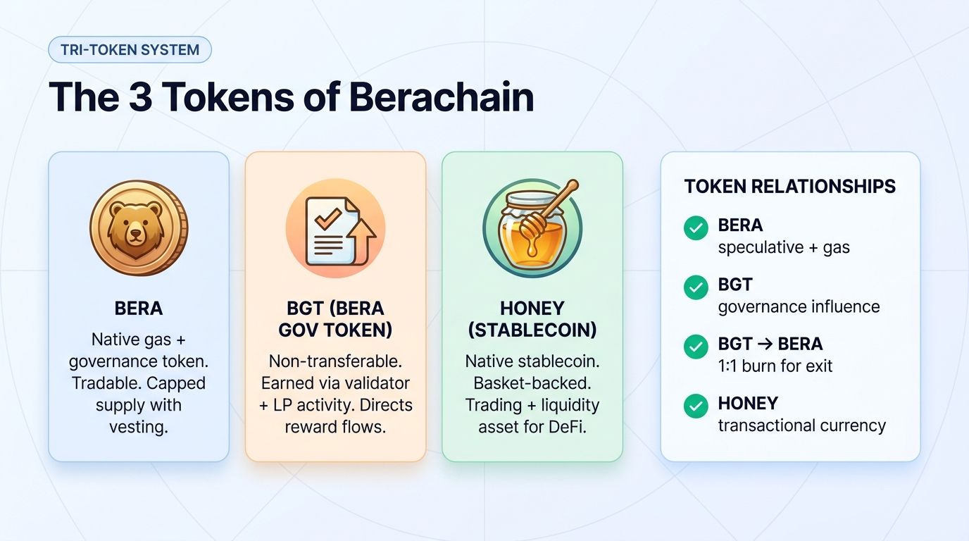 The 3 tokens of Berachain: BERA, BGT, HONEY
