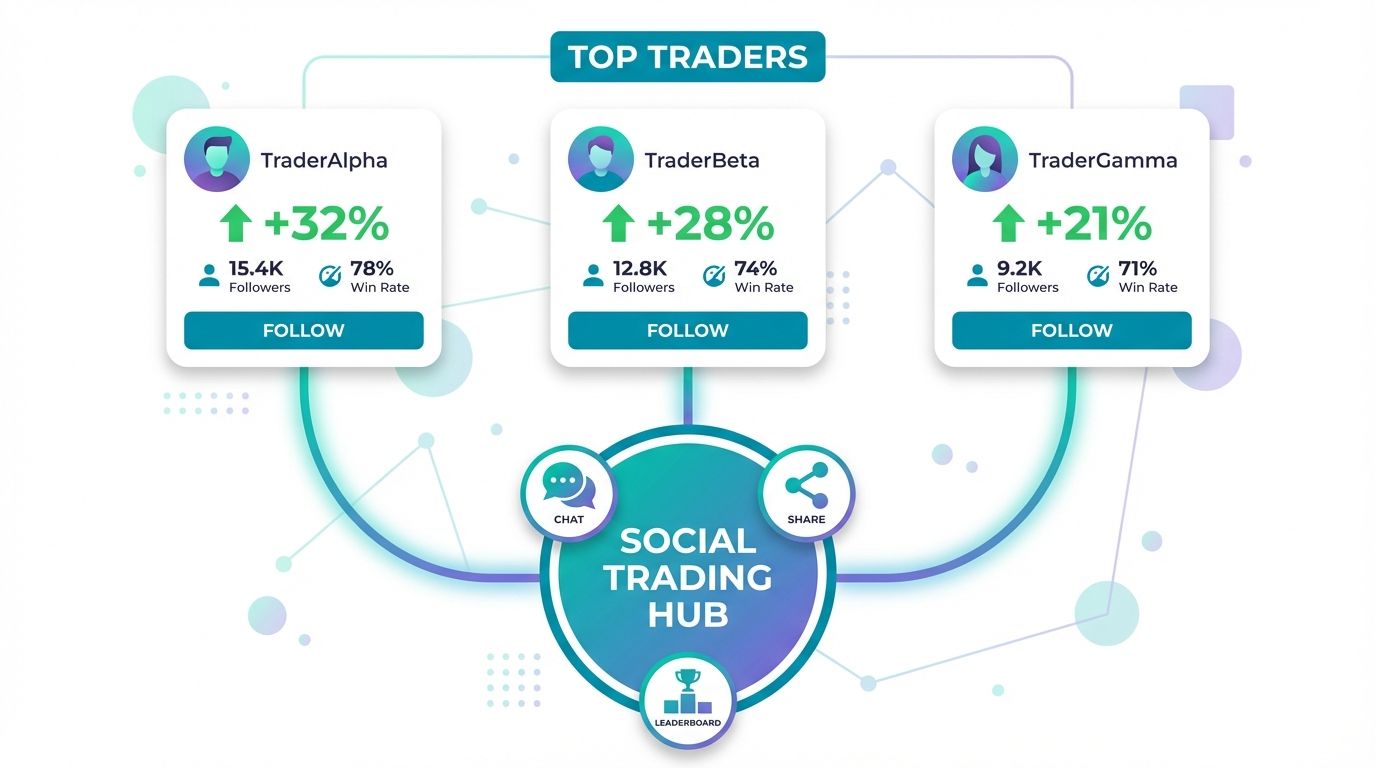 BingX social and copy trading feature interface showing trader leaderboard