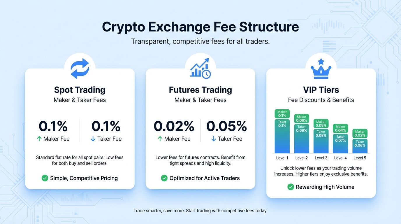 BingX trading fees overview showing spot and futures fee tiers