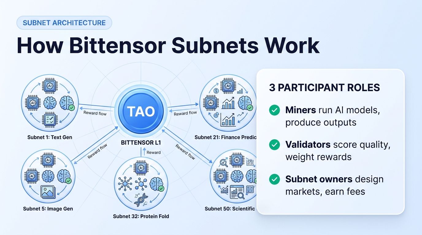How Bittensor subnets work: miners, validators, subnet owners