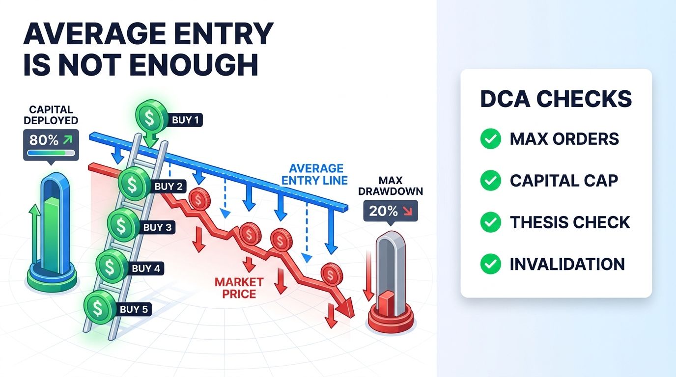 DCA bot average entry compared with portfolio drawdown