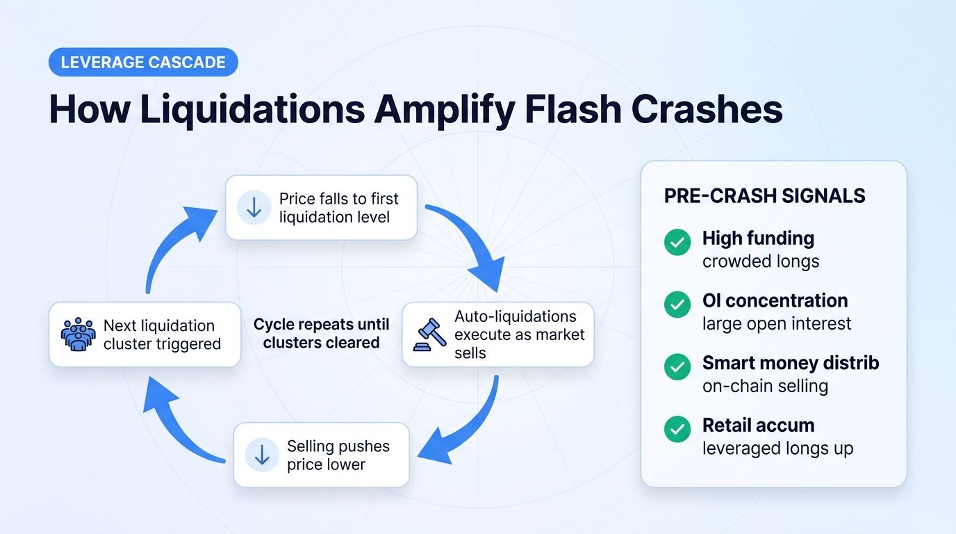 How leverage cascade amplifies flash crashes