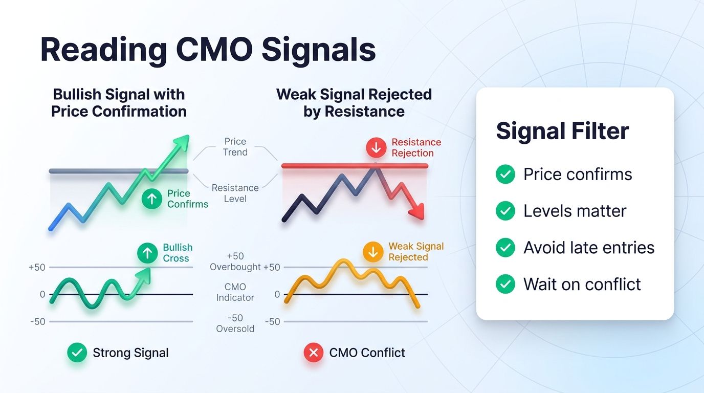 How to read bullish and bearish Chande Momentum Oscillator signals