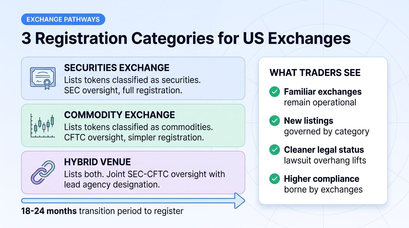 3 exchange registration categories under the CLARITY Act
