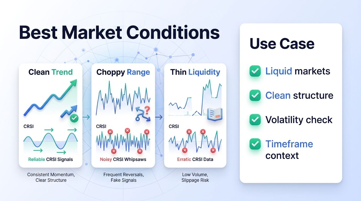 Best market conditions for Connors RSI in crypto trading