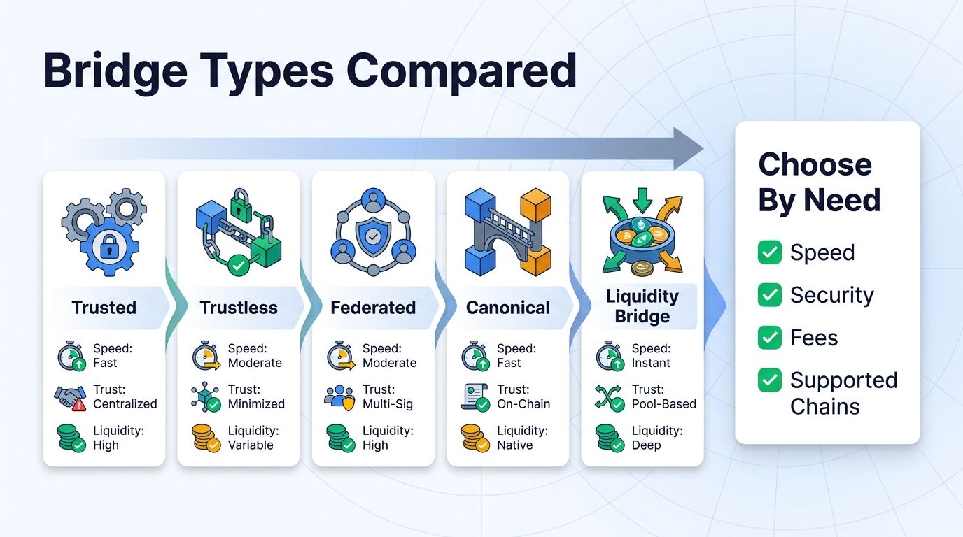 Comparison of major cross-chain bridge types and trust models