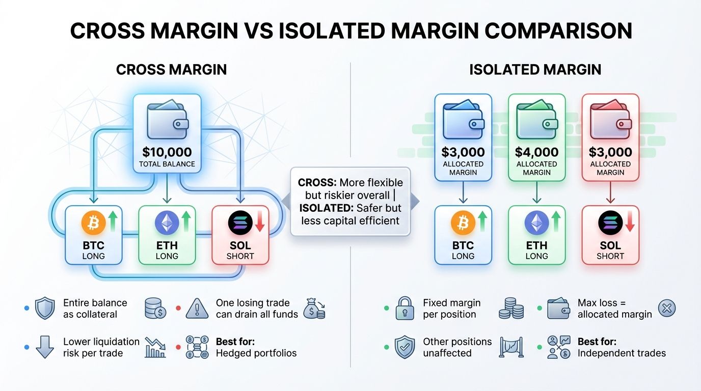 Cross margin vs isolated margin comparison diagram