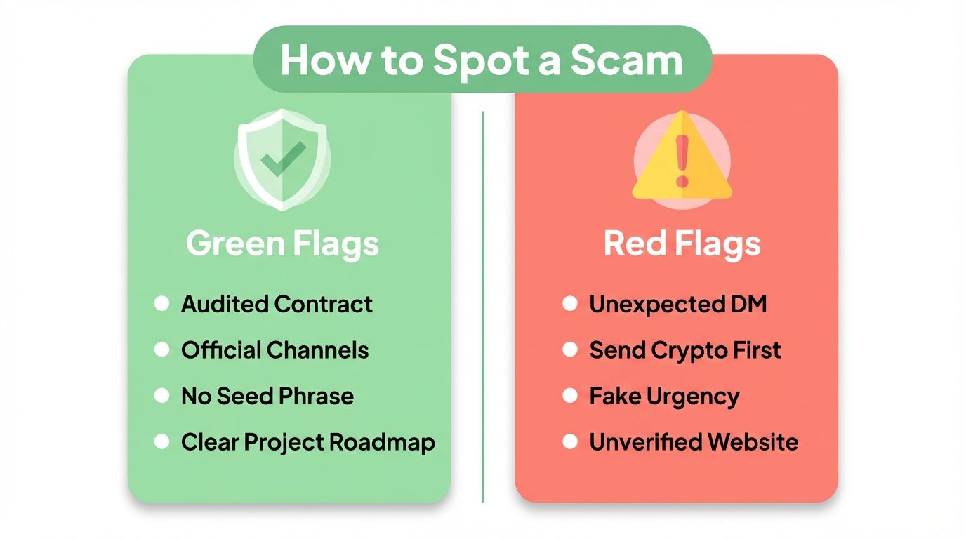 Crypto airdrop green flags vs red flags scam detection