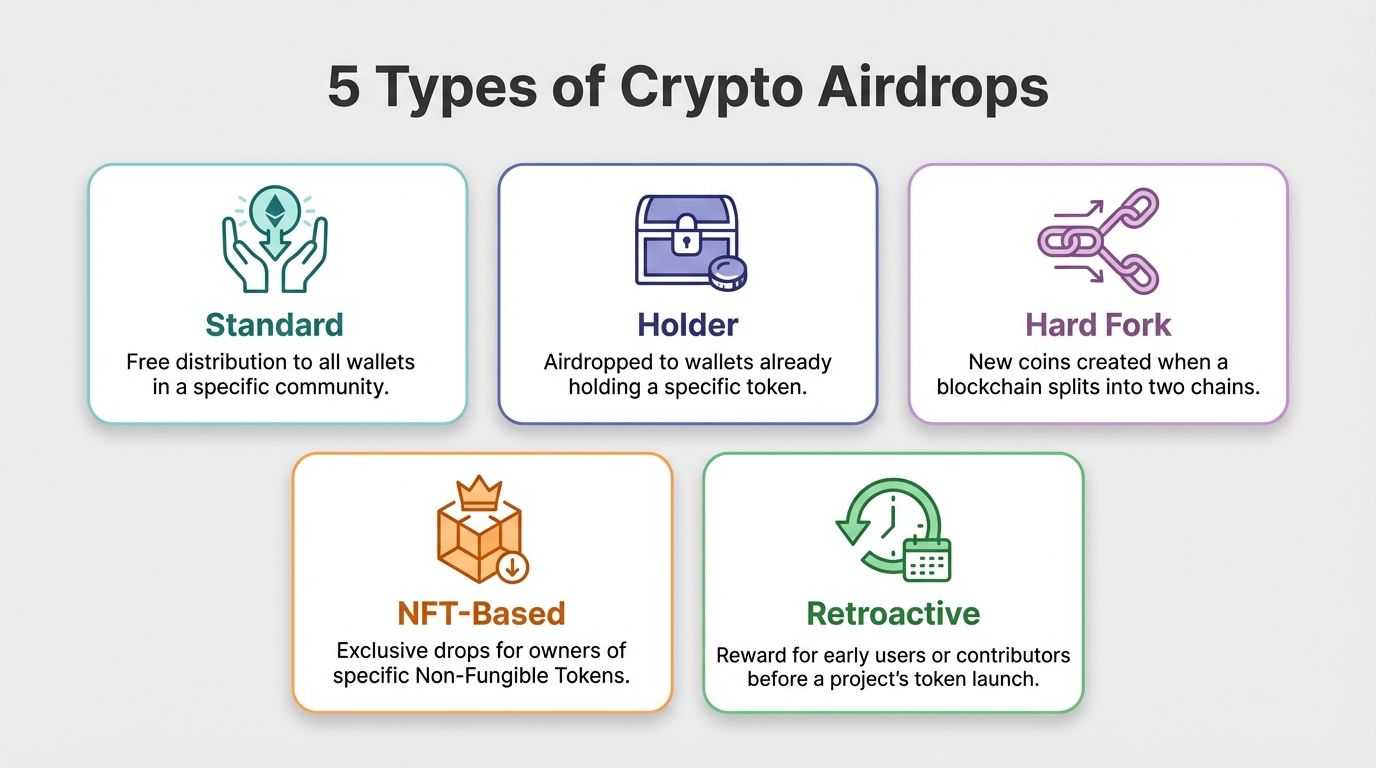 5 types of crypto airdrops comparison