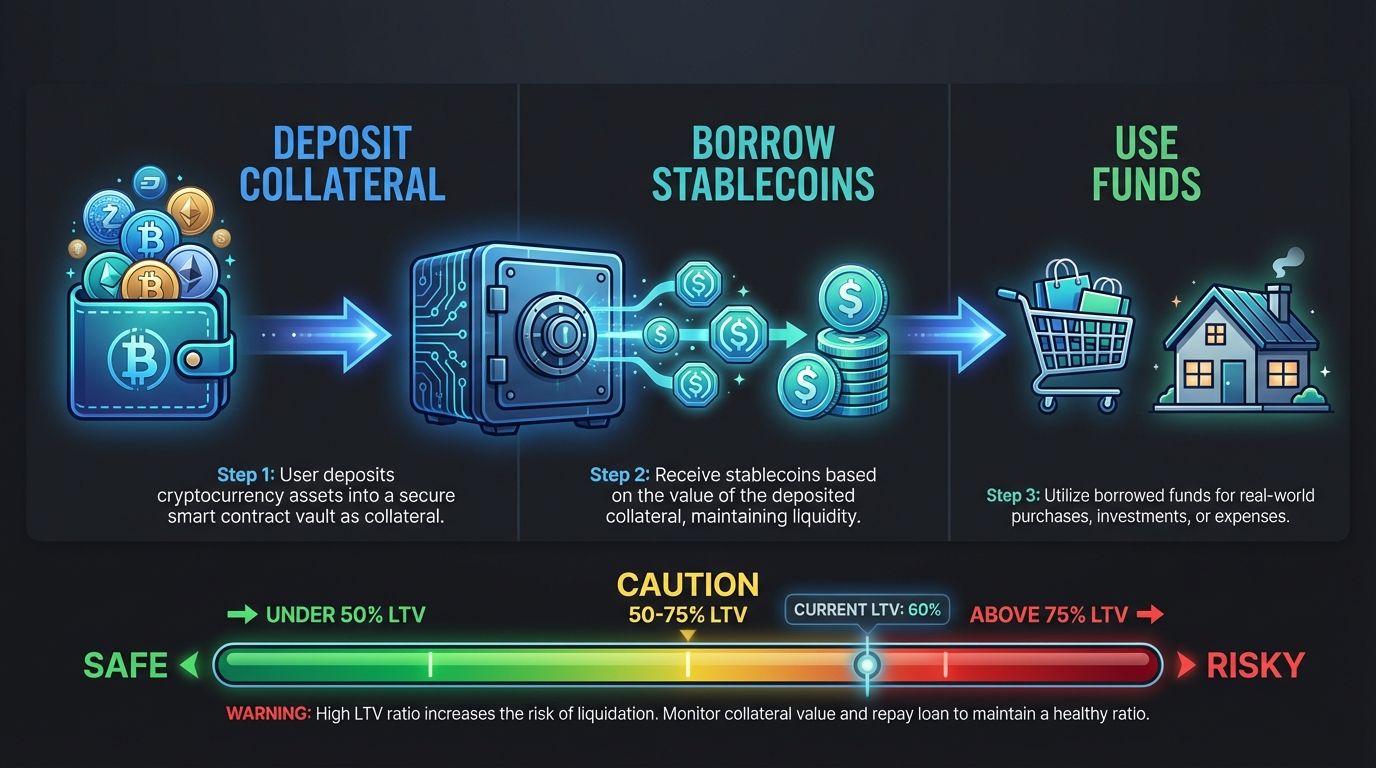 Crypto-backed loans borrow without selling infographic