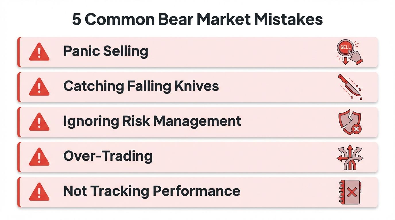 Five common bear market mistakes traders should avoid including panic selling and over-trading