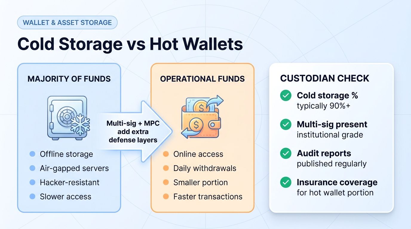 Cold storage vs hot wallet comparison for crypto exchange asset security