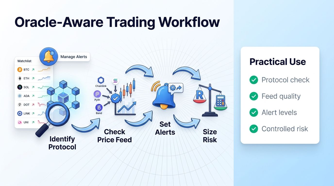 Crypto oracle awareness workflow for traders using watchlists and alerts