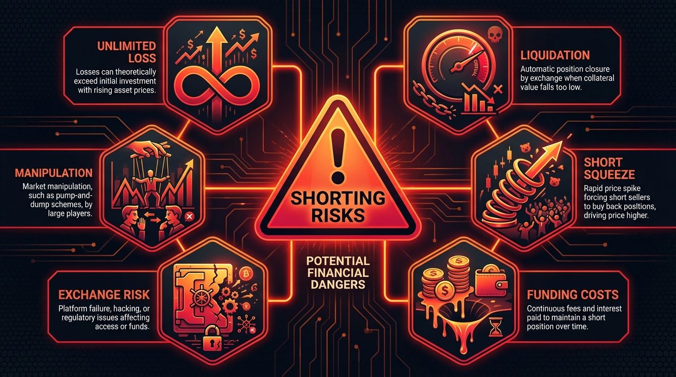 Short selling carries unique risks including unlimited loss potential, liquidati