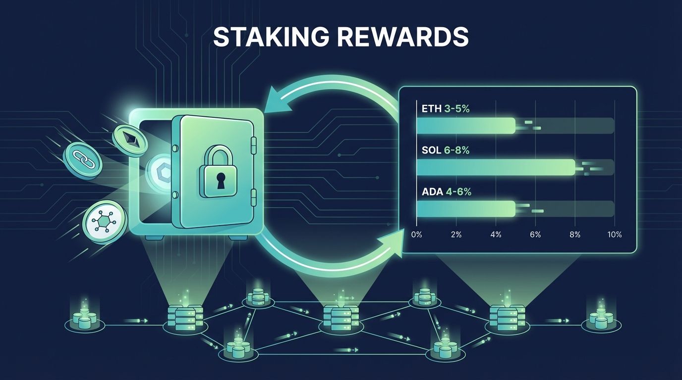 Crypto staking rewards passive income infographic