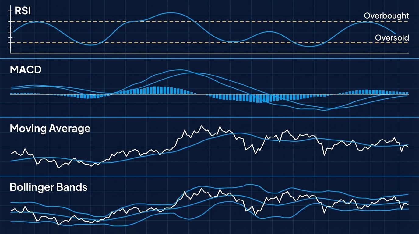 Crypto technical indicators RSI MACD moving average Bollinger Bands
