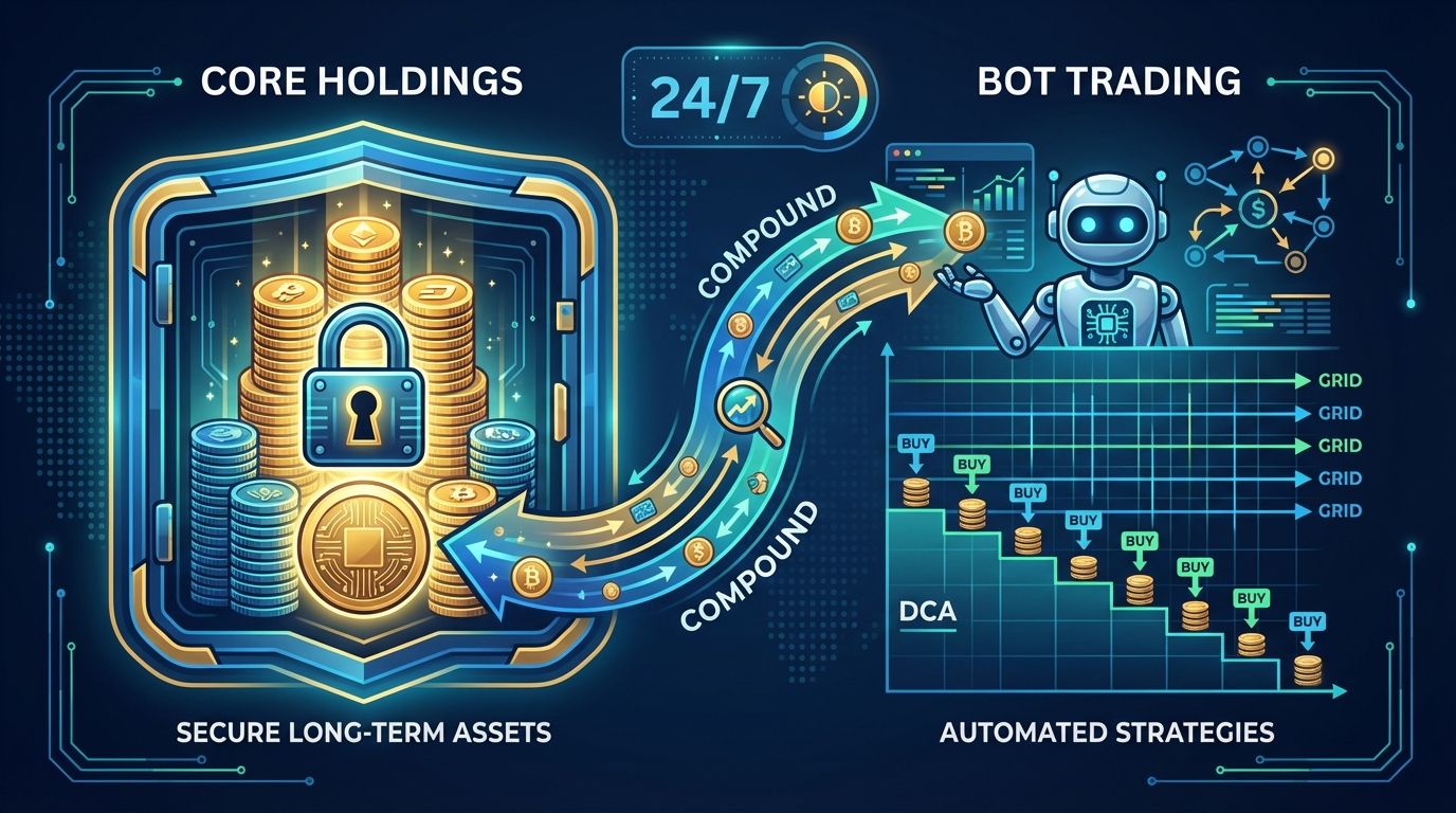 Crypto trading bots compound gains without selling core holdings