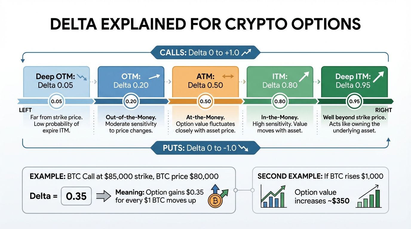 Delta explained for crypto options ITM ATM OTM