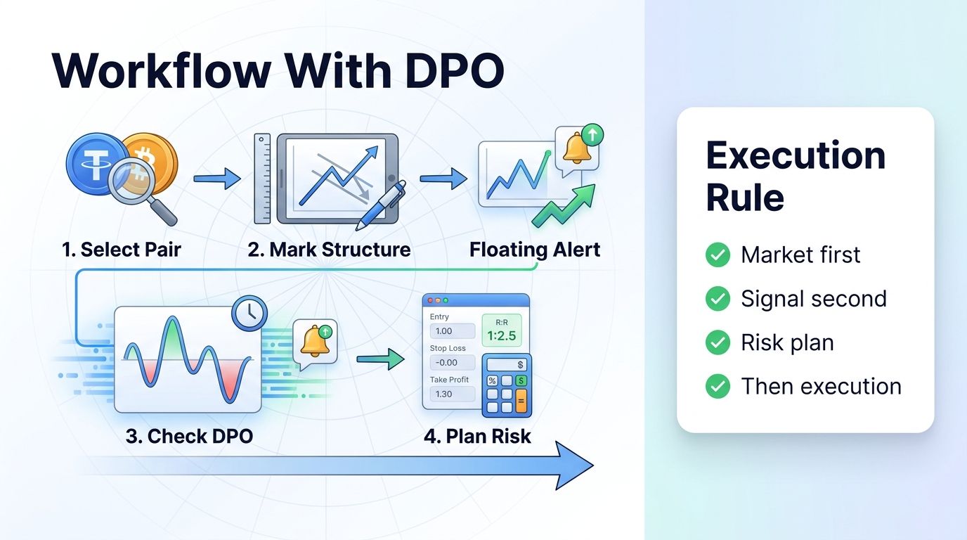 Detrended Price Oscillator workflow with Altrady Smart Trading and risk planning