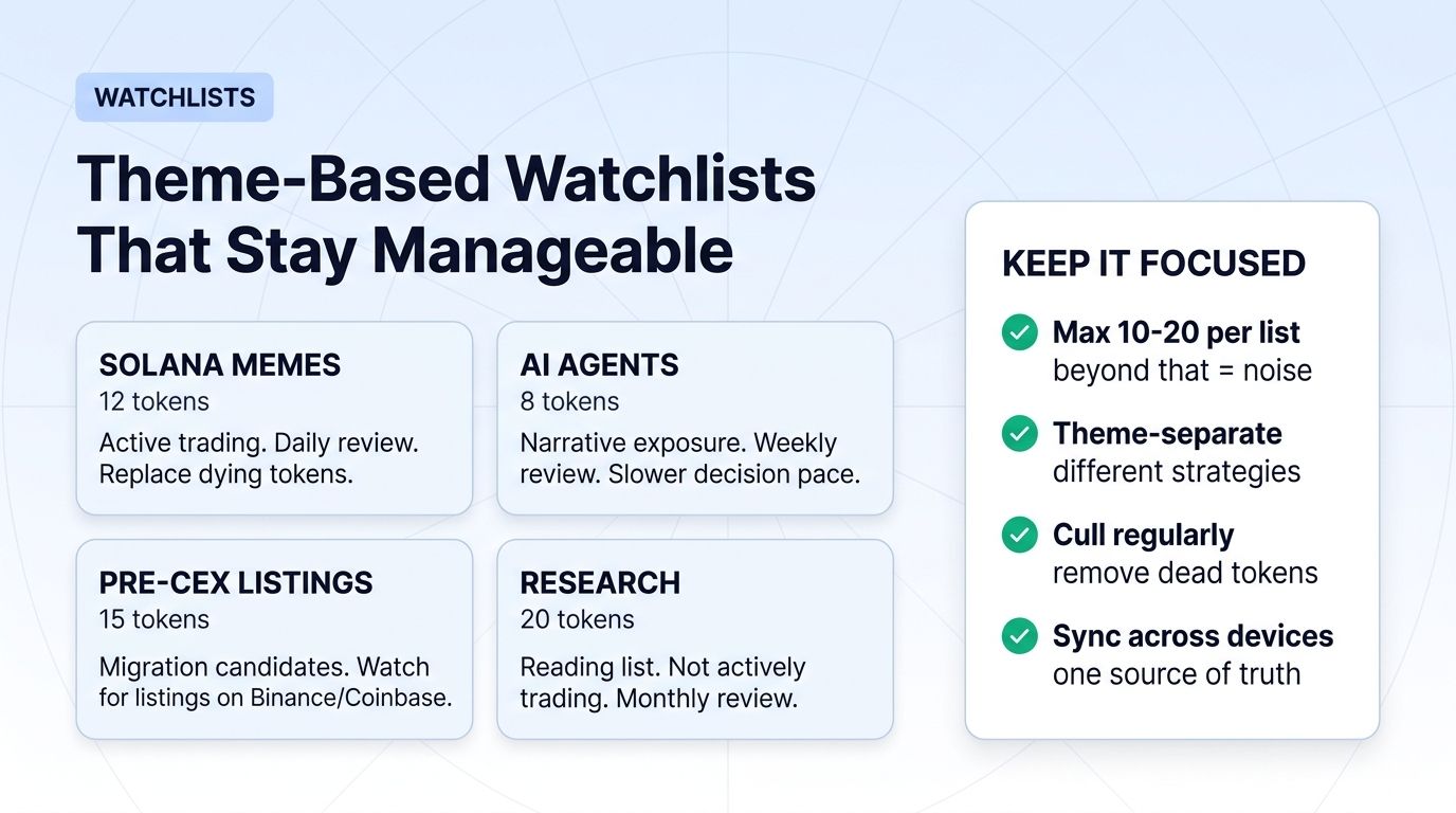 Theme-based watchlists that stay manageable