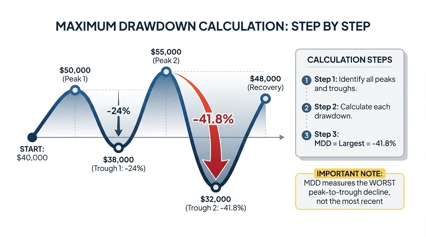 Maximum drawdown calculation step by step