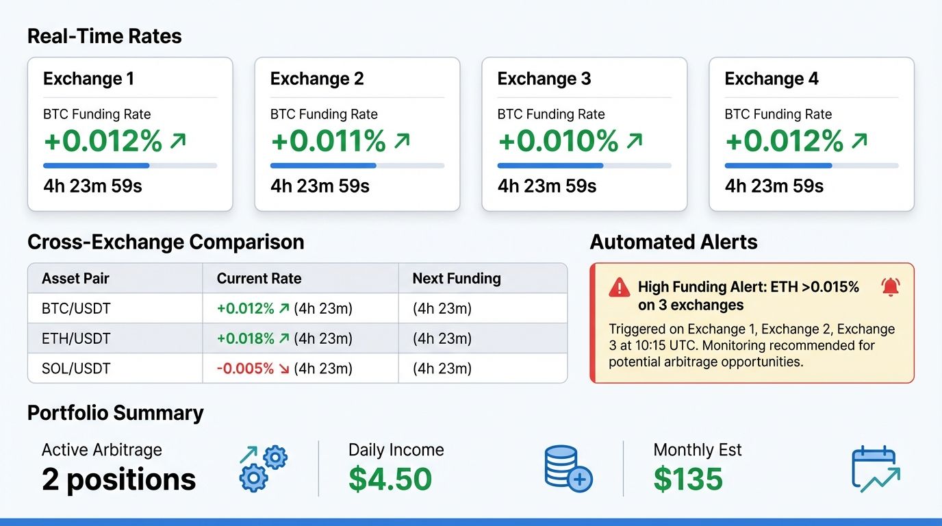 Multi-exchange funding rate monitoring dashboard