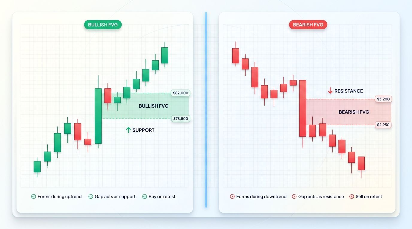 Bullish vs bearish fair value gap comparison