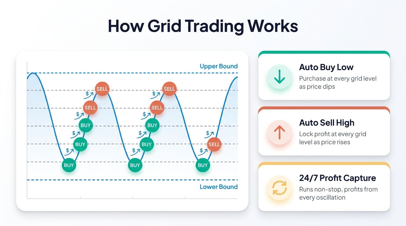 How Grid Trading Works - Buy Low Sell High Mechanism Explained