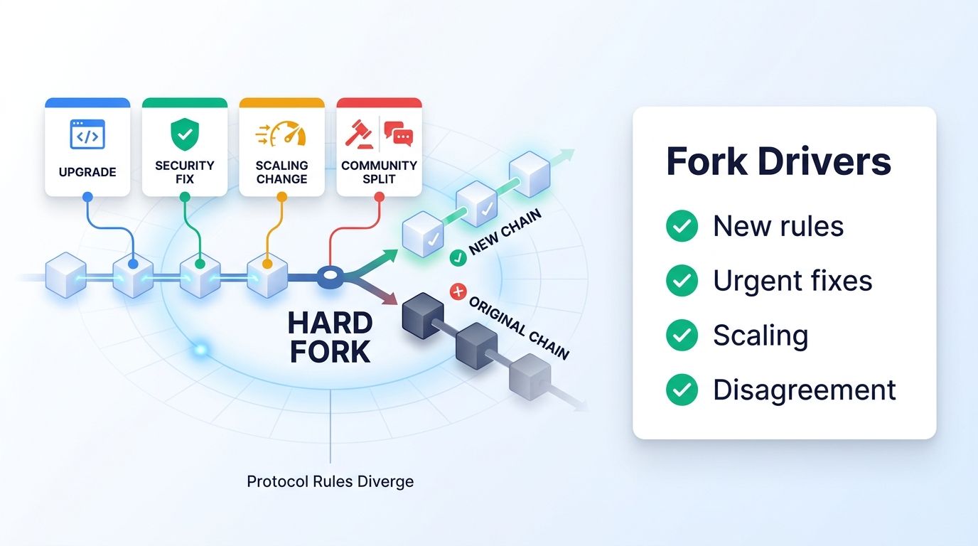 Reasons a crypto network may use a hard fork