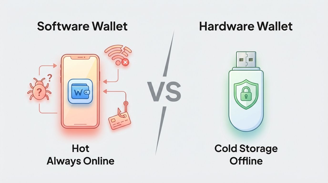 Hardware wallet vs software wallet security comparison