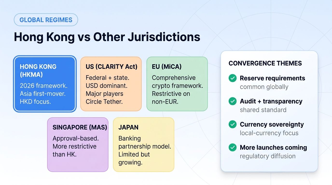 Hong Kong stablecoin regime vs US, EU, Singapore, Japan