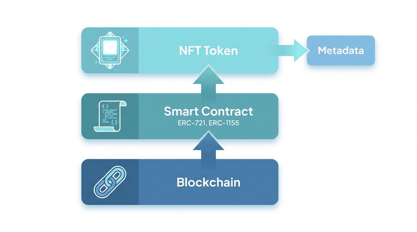 How NFTs work: blockchain, smart contract, and token standards ERC-721 ERC-1155
