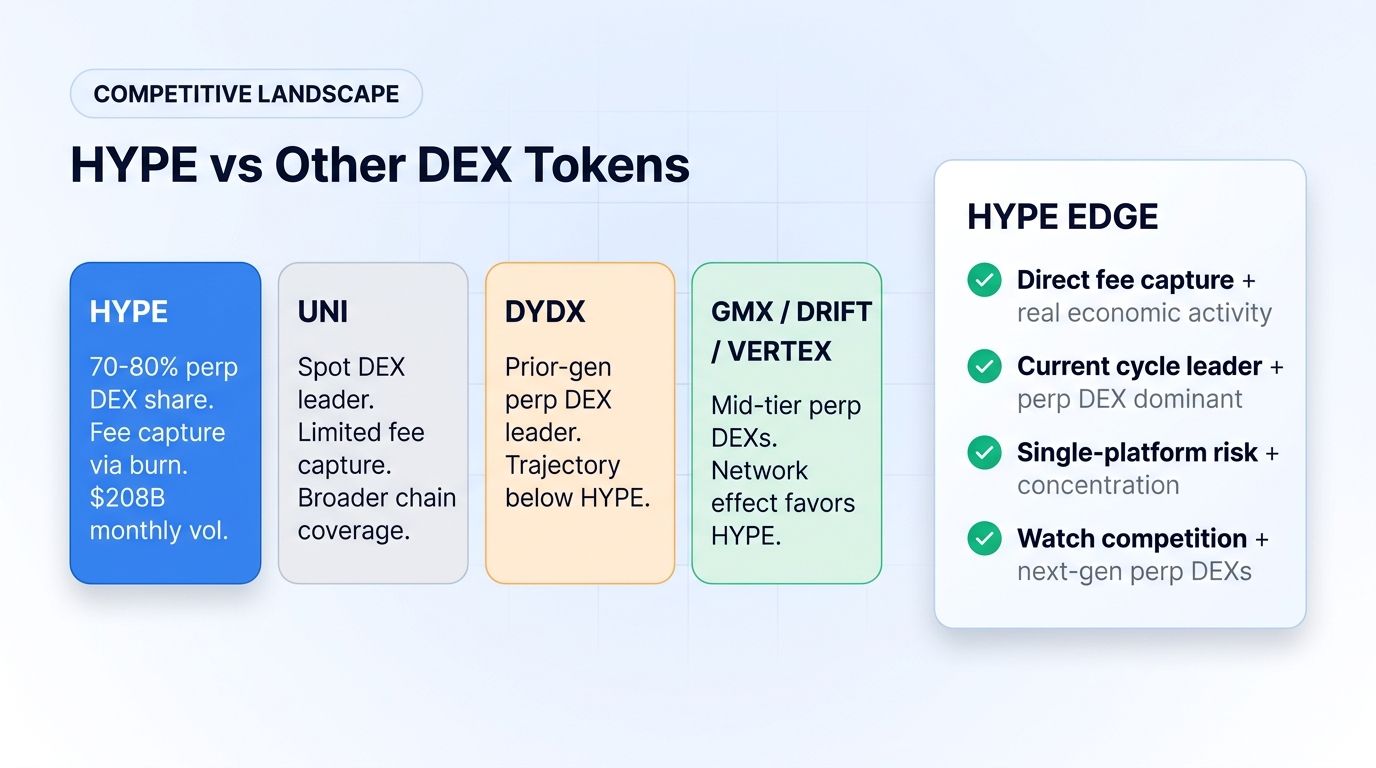 HYPE vs other DEX tokens competitive landscape comparison