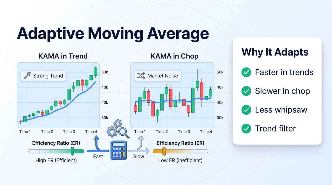 KAMA adapting to trend efficiency and noisy crypto ranges