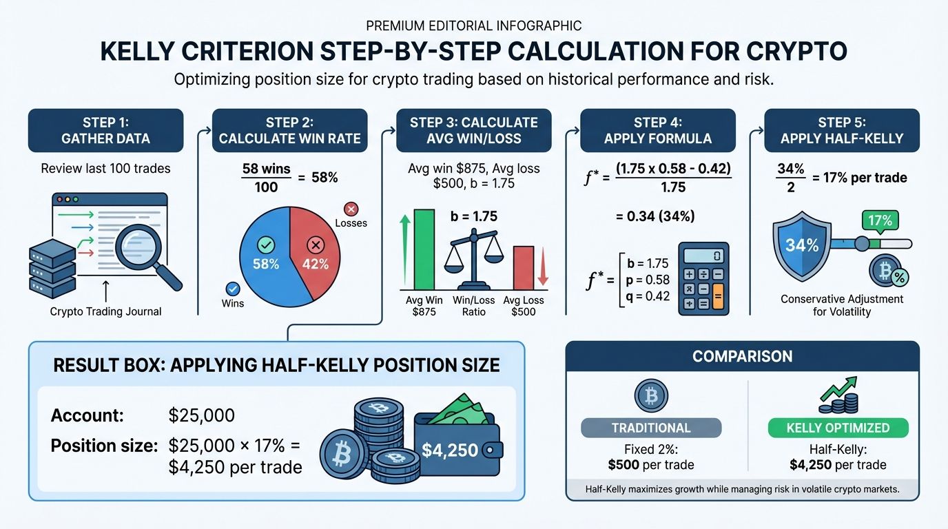 Kelly Criterion step-by-step calculation for crypto
