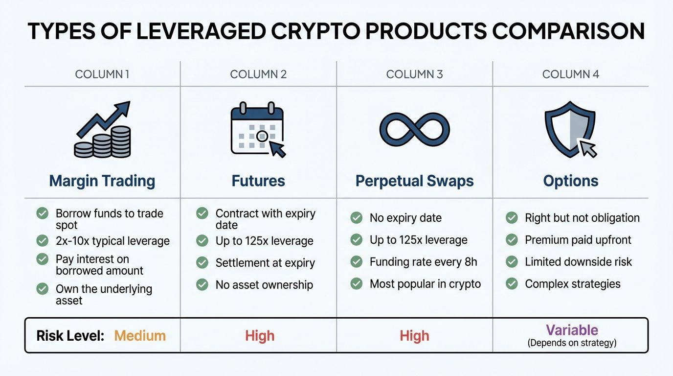 Types of leveraged crypto products comparison
