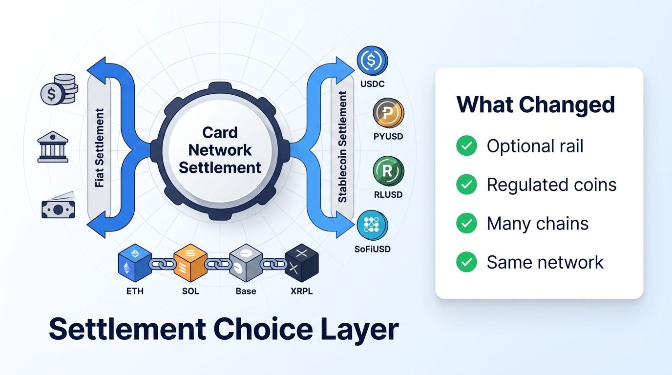 Mastercard stablecoin settlement announcement architecture