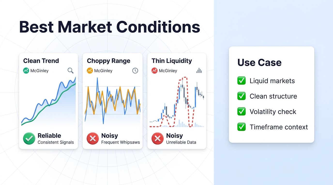 Best market conditions for McGinley Dynamic in crypto trading