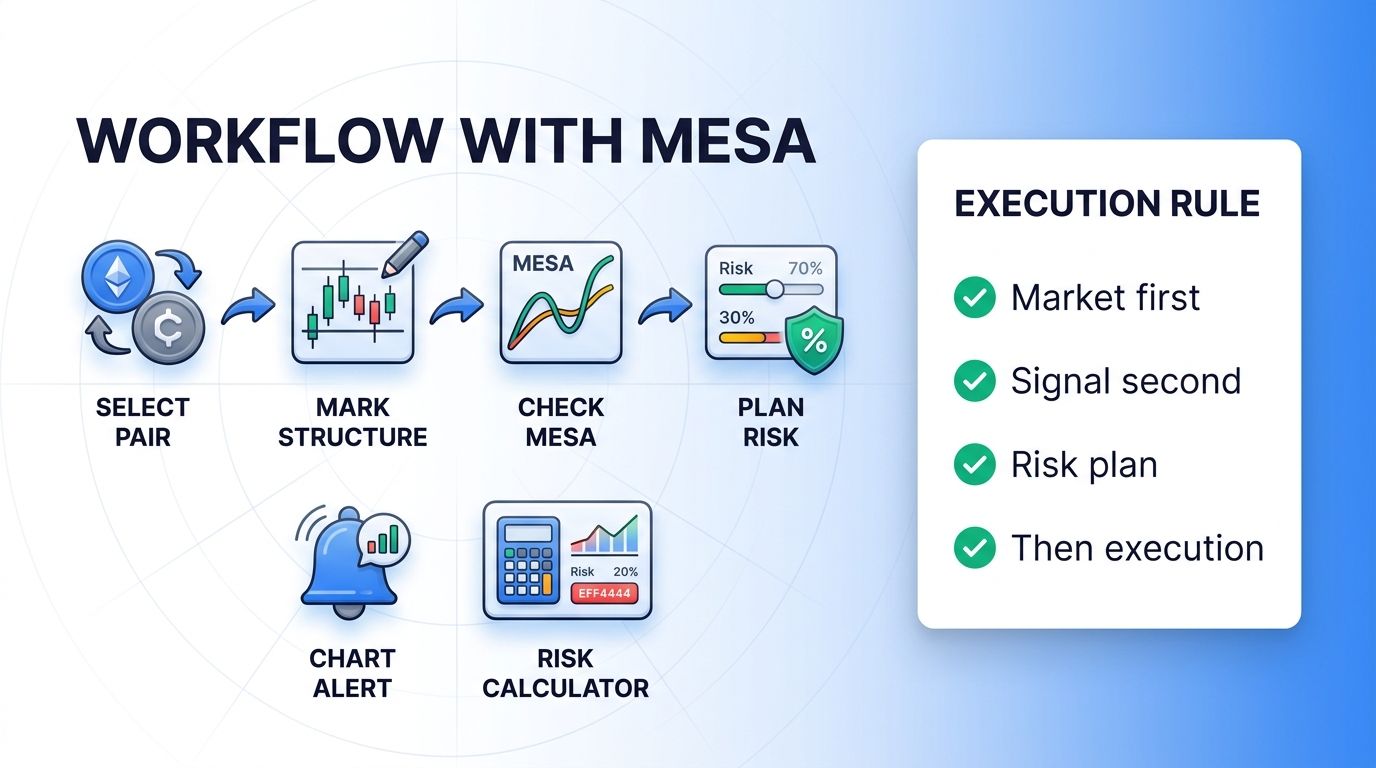 MESA Adaptive Moving Average workflow with Altrady Smart Trading and risk planning