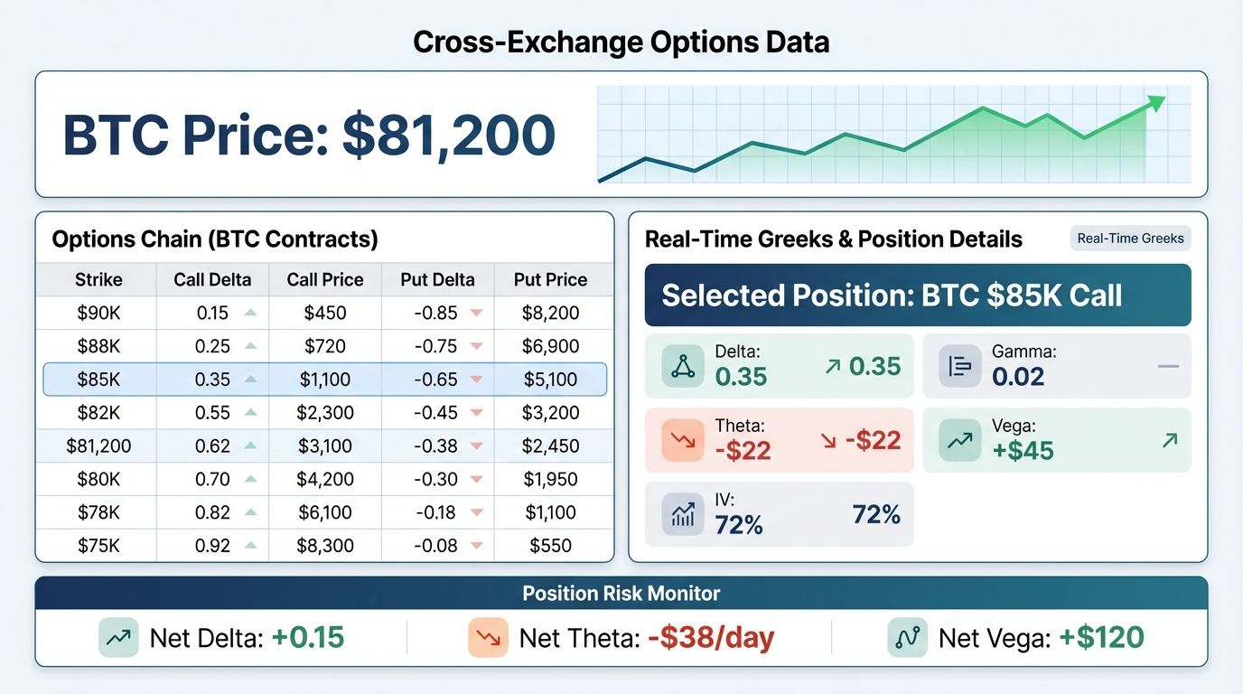 Multi-exchange crypto options analytics dashboard