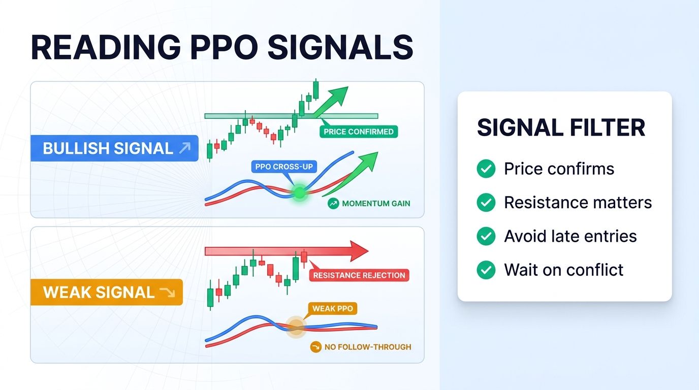 How to read bullish and bearish Percentage Price Oscillator signals