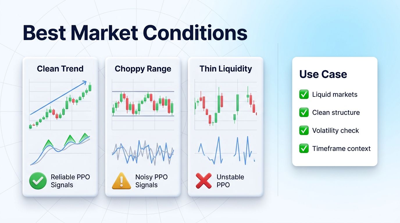 Best market conditions for Percentage Price Oscillator in crypto trading