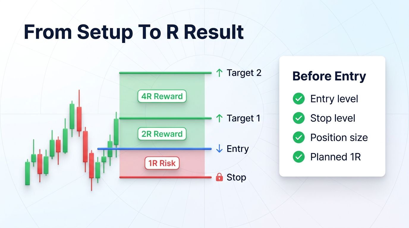 Entry stop target diagram for R-Multiple in crypto