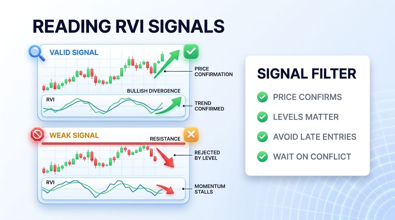 How to read bullish and bearish Relative Vigor Index signals